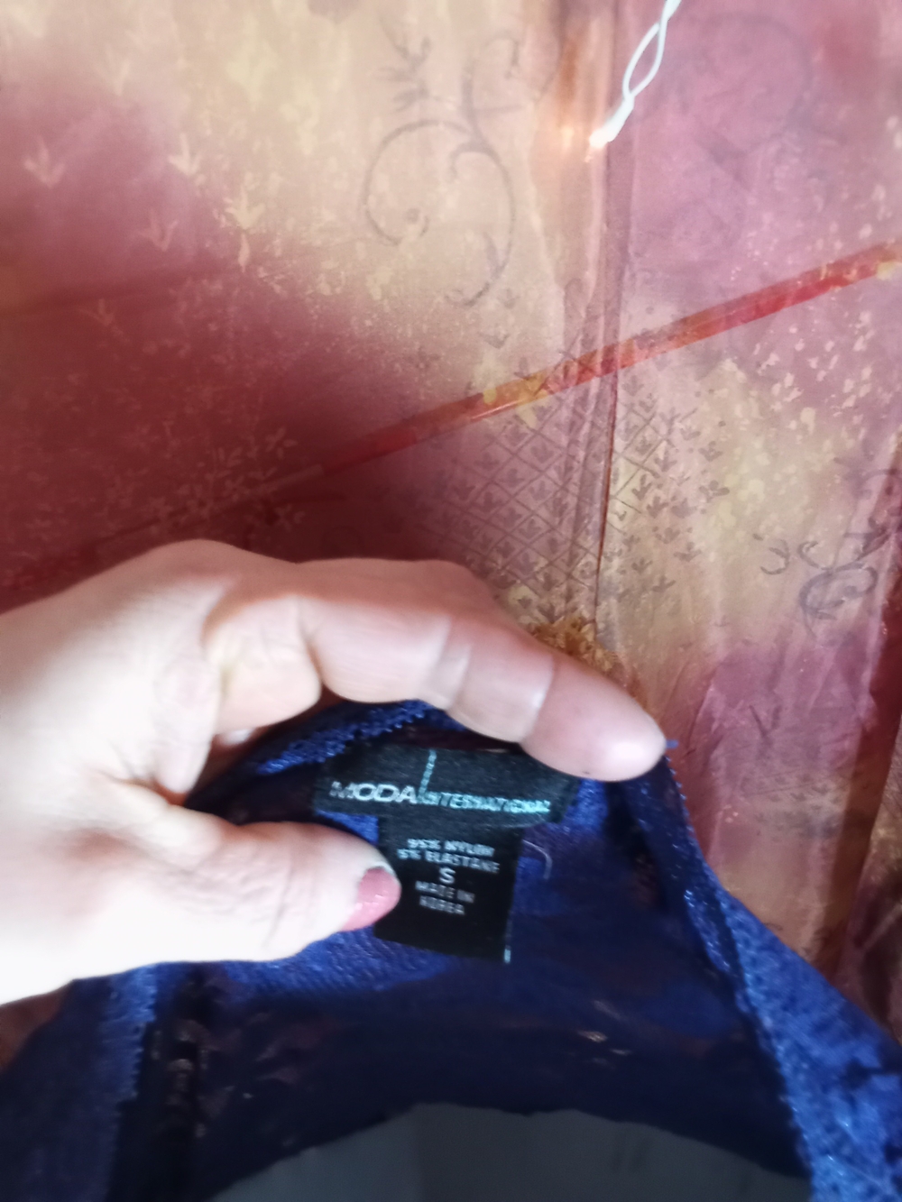 Moda International Navy Blue Sheer Lace Top - Picture 5 of 5